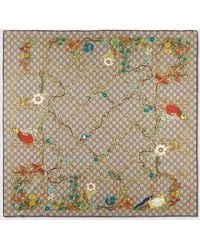 Gucci - Pañuelo Cuadrado De Sarga De Seda Estampada - Lyst