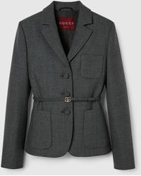 Gucci - Single Breasted Wool Grisaille Jacket - Lyst