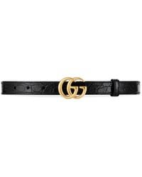 Gucci Reversible Belt With Double G Buckle - Black