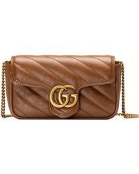 Gucci GG Marmont Matelassé Super Mini Bag - Brown