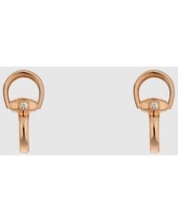 Gucci - Horsebit Diamond 18K Stud Earrings - Lyst