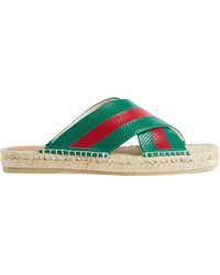 gucci web and leather thong sandal
