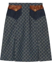 Gucci Eco Washed Organic Denim Skirt - Blue
