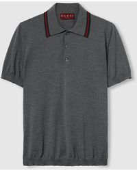 Gucci - Poloshirt Aus Wollstrick Mit Web, Grösse - Lyst