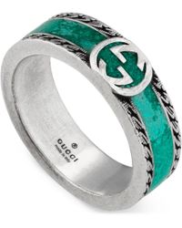 Gucci Ring With Interlocking G - Green