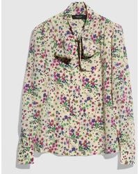 Gucci - Printed Silk Shirt With Bow - Lyst