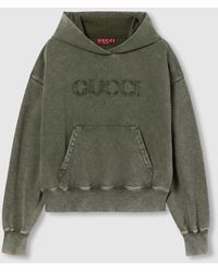 Gucci - エンブロイダリー コットンジャージー フーデッド スウェットシャツ, グリーン, ウェア - Lyst