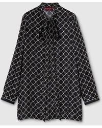 Gucci - Horsebit Print Silk Twill Dress - Lyst