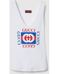 Gucci - Rib Cotton Tank Top With Print - Lyst