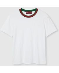 Gucci - T-Shirt Aus Jersey Mit Web, Grösse - Lyst