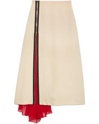 Gucci Silk Viscose Faille Skirt - Natural