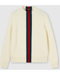 Gucci - Knit Wool Sweater With Web Intarsia - Lyst
