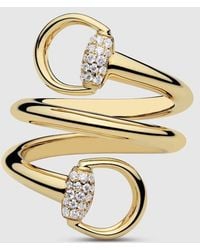 Gucci - Horsebit Diamond 18K Contrarié Ring - Lyst