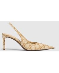 Gucci - Donna Crystal Slingback Pump, Gg Canvas - Lyst