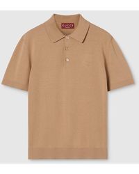 Gucci - Silk Cotton Polo Shirt With Embroidery - Lyst
