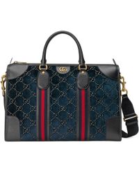 Gucci Men's GG Velvet Weekender Bag - Blue