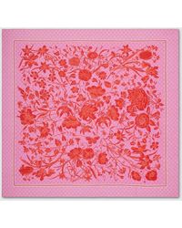 Gucci - GG Floral Print Silk Cotton Scarf - Lyst