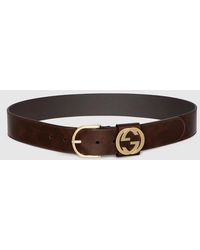 Gucci - Wide Belt With Round Buckle, Leather - Lyst