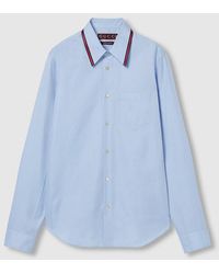 Gucci - Oxford Cotton Shirt With Web, Size 14 - Lyst