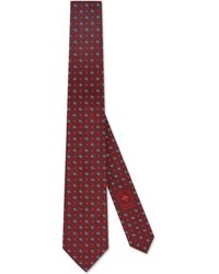 Gucci Double G And Stars Silk Jacquard Tie - Red