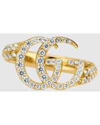 Gucci - Gg Marmont Ring Mit Kristallen, Größe - Lyst