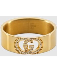 Gucci - Bracelet-Manchette Gg Enlacés Avec Cristaux, Taille - Lyst