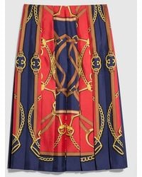 Gucci - Jupe Midi En Twill De Soie Imprimé, Taille - Lyst