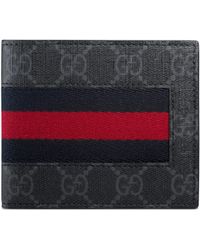 Gucci Brieftasche aus GG Supreme mit Webstreifen - Rot