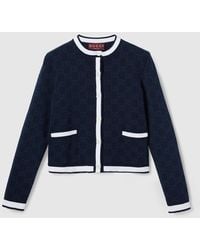 Gucci - Ggファインコットン ジャカード カーディガン, ブルー, ウェア - Lyst