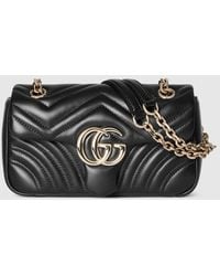 Gucci - 〔Ggマーモント〕スモール ショルダーバッグ, ブラック, レザー - Lyst