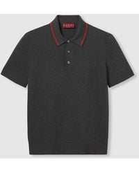 Gucci - Silk Cotton Polo Shirt With Web - Lyst