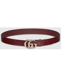 Gucci - ダブルg スリムベルト, ボルドー, Leather - Lyst