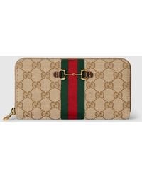Gucci - Horsebit Web Zip Around Wallet, Gg Canvas - Lyst