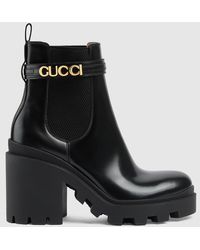 Gucci - Ankle Boot With Logo - Lyst
