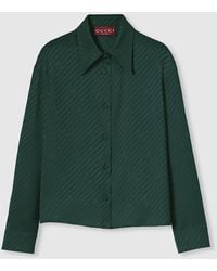 Gucci - Jacquard Silk Shirt With Gg Cross - Lyst