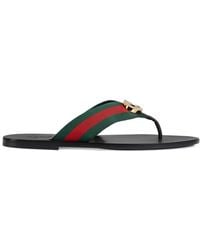 Gucci Thong Sandal With Web - Red