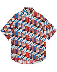 Gucci - Pixel Print Silk Shirt - Lyst