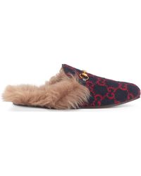 Gucci Slipper Princetown de lana para hombre con GG - Azul