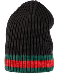 Gucci Wool Hat With Web - Zwart
