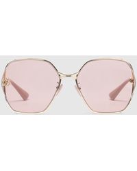 Gucci - オーバルフレーム サングラス(アジアン フィット), ゴールド, ステンレススチール - Lyst