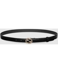 Gucci - Belt With Interlocking G Buckle, Size 100 - Lyst