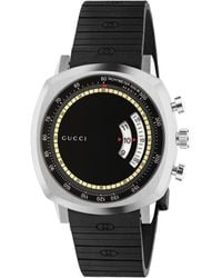 Gucci Mens Black Ya157301 Grip Stainless Steel And Rubber Watch