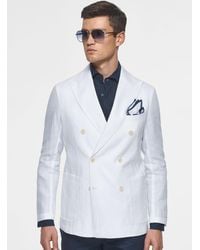 Gutteridge - Zweireihige Jacke Aus Reinem Leinen - Lyst
