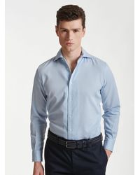 Gutteridge - Camisa De Cuello Semifrancés De Algodón Teñido En Prenda, Talla - Lyst