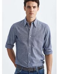 Gutteridge - Comfort button-down-kragenhemd aus baumwolle und leinen - Lyst
