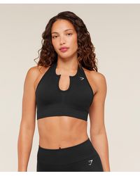 GYMSHARK - Steel Seamless Halter Neck Bra - Lyst