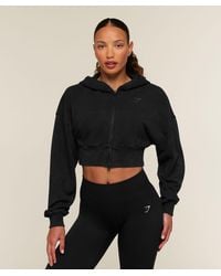 GYMSHARK - Power Washed Cropped Full Zip Hoodie - Lyst
