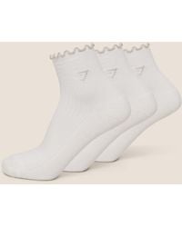 GYMSHARK - Midi Frill Socks 3Pk - Lyst