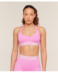 GYMSHARK - Light Support Halter Neck Logo Sports Bra - Lyst