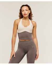 GYMSHARK - Colour Block Halter Neck Tank With Shelf - Lyst